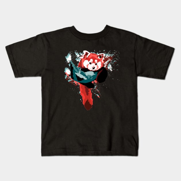 Bright Red Panda in a Tree Kids T-Shirt by MadLils